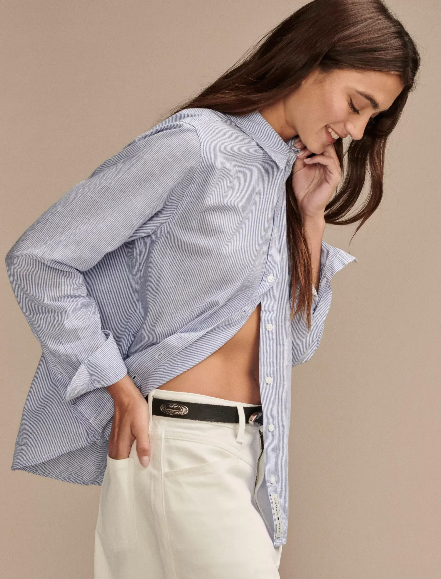 Lucky Brand the boyfriend button-down shirt blue multi*WOMEN Blouses