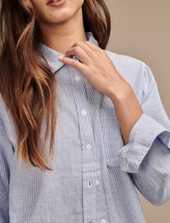 Lucky Brand the boyfriend button-down shirt blue multi*WOMEN Blouses