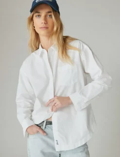 Lucky Brand the oversized poplin button down bright white*WOMEN Blouses