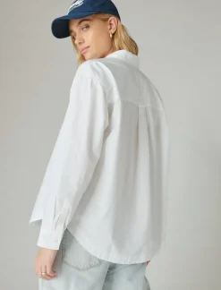 Lucky Brand the oversized poplin button down bright white*WOMEN Blouses
