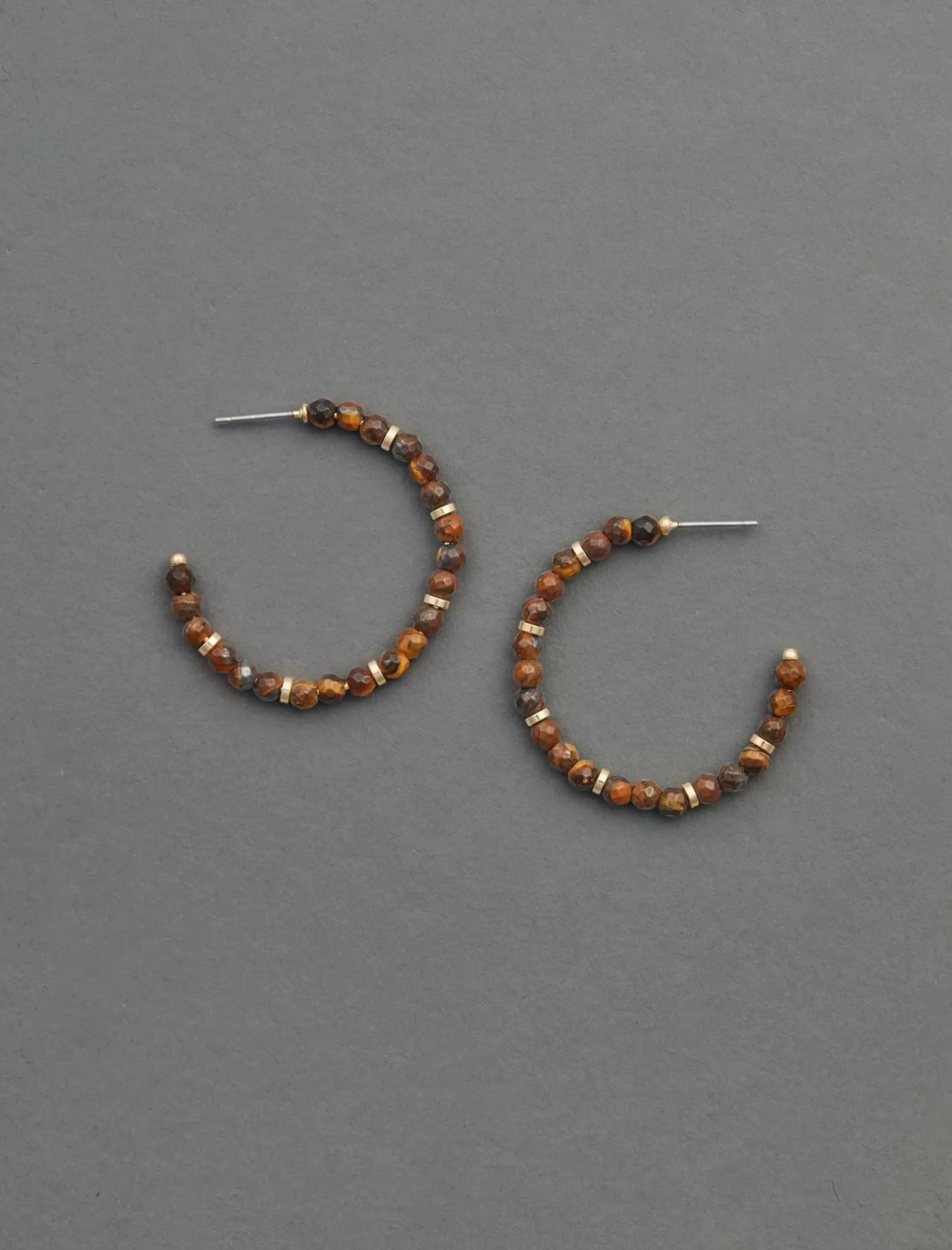 Lucky Brand tigers eye beaded hoop earring gold*WOMEN Jewelry
