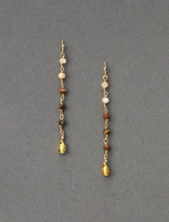 Lucky Brand tigers eye linear drop earring gold*WOMEN Jewelry