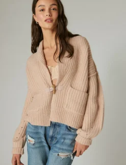 Lucky Brand toggle front cardigan grey morn*WOMEN Sweaters & Sweatshirts