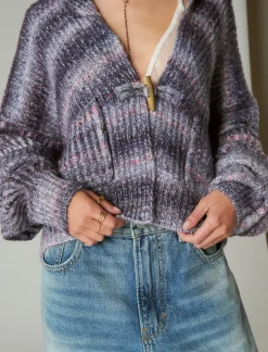 Lucky Brand toggle front spacedye cardigan berry conserve multi*WOMEN Sweaters & Sweatshirts