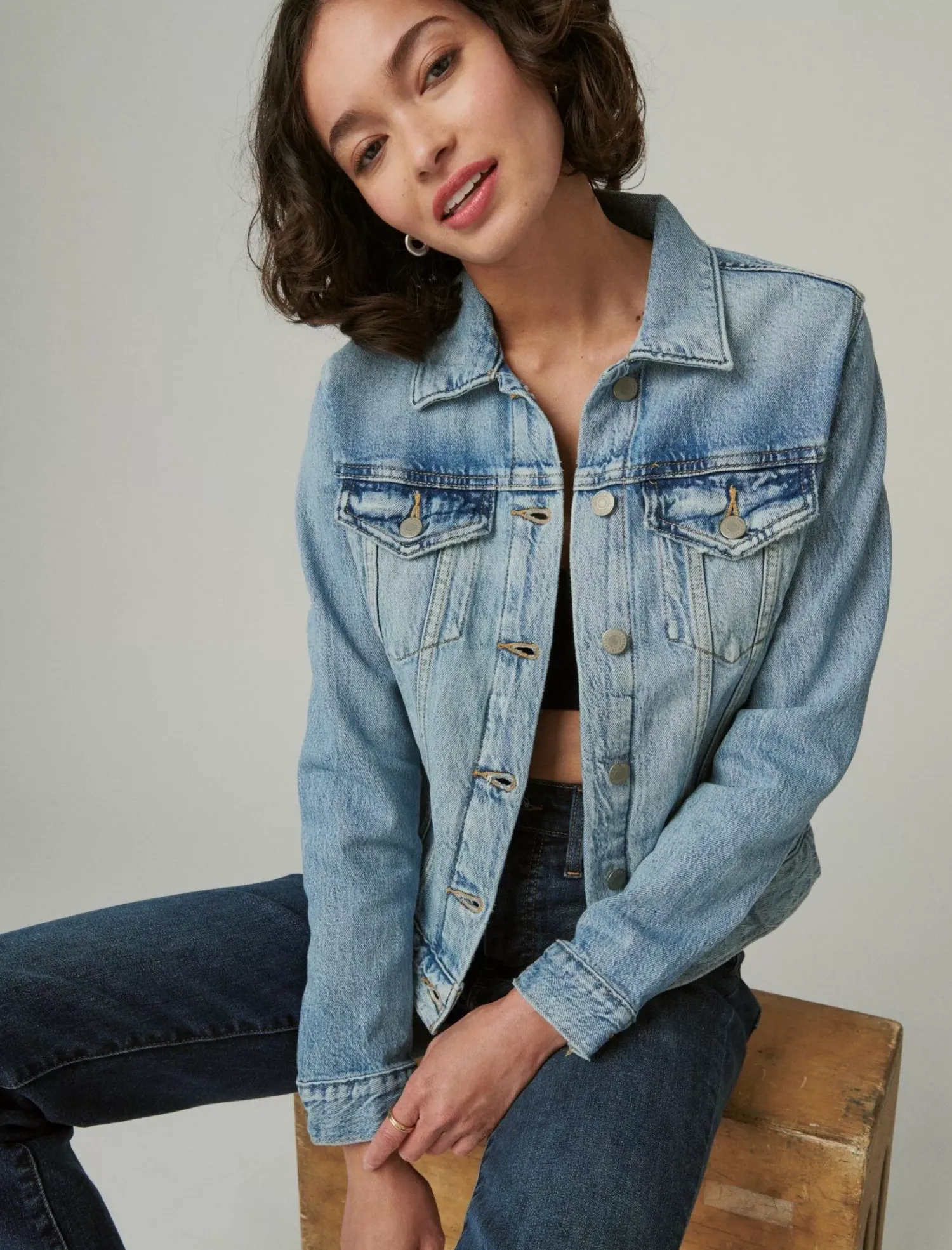 Lucky Brand tomboy denim trucker jacket magnitude*WOMEN Jackets & Outerwear