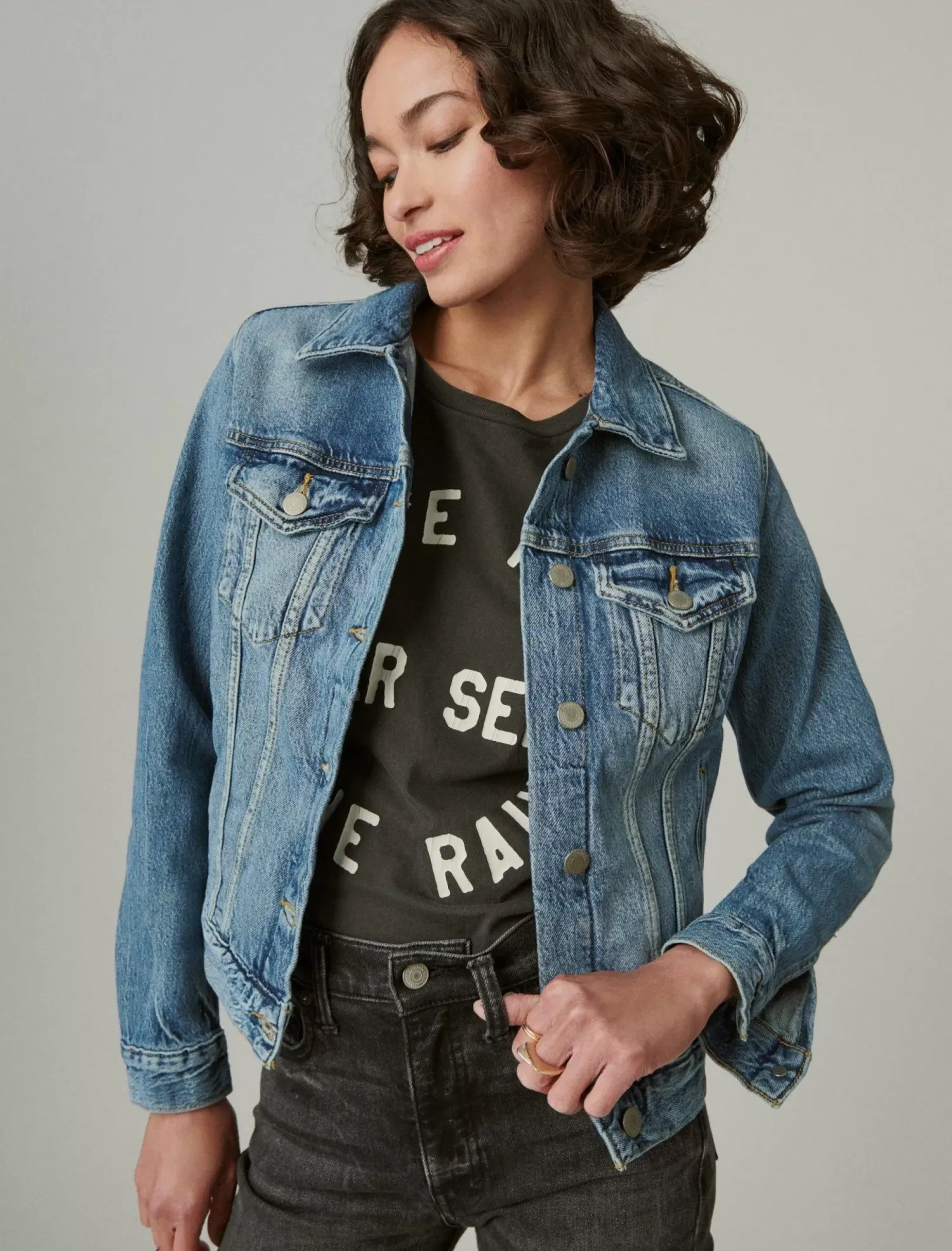 Lucky Brand tomboy denim trucker jacket density*WOMEN Jackets & Outerwear