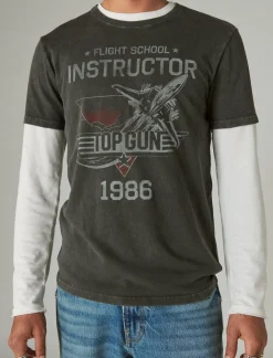 Lucky Brand top gun 1986 tee jet black*MEN Graphic Tees