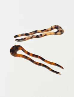 Lucky Brand tortoise hair pin set of 2 dark brown*WOMEN Hair Accessories