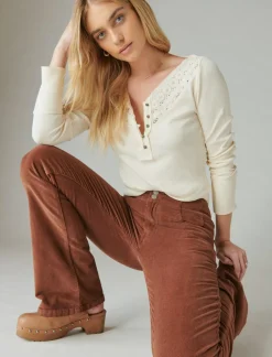 Lucky Brand trim mix henley cream*WOMEN Knit Tops