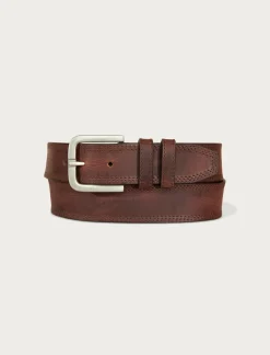 Lucky Brand triple needle stitch leather belt dark brown*MEN Belts