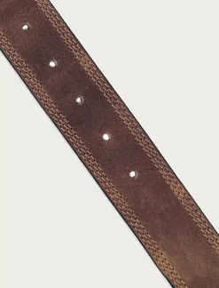 Lucky Brand triple needle stitch leather belt dark brown*MEN Belts