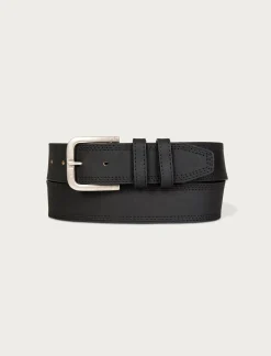 Lucky Brand triple needle stitch leather belt black*MEN Belts