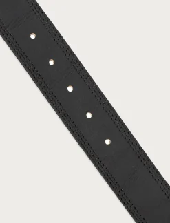 Lucky Brand triple needle stitch leather belt black*MEN Belts