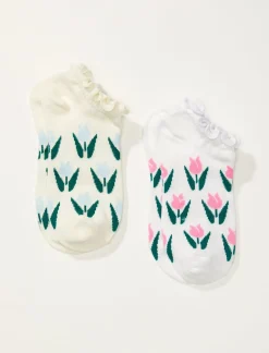Lucky Brand tulip ped sock 2 pk white*WOMEN Socks
