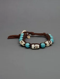 Lucky Brand turquoise and carved skull wrap bracelet gold*WOMEN Jewelry