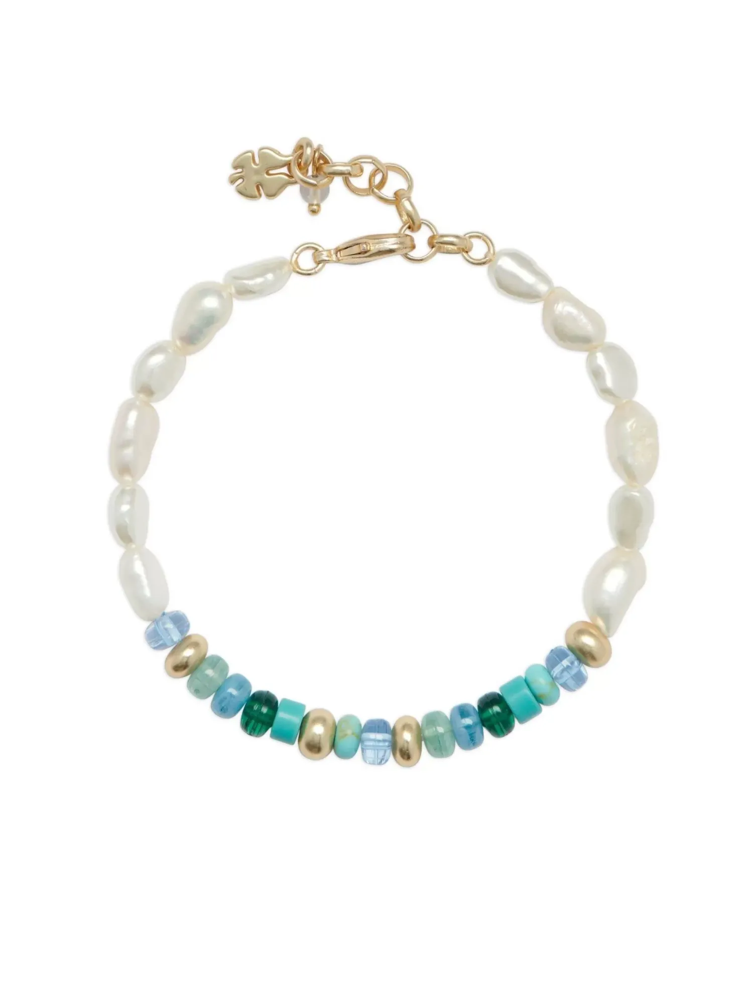 Lucky Brand turquoise and pearl beaded bracelet gold*WOMEN Jewelry