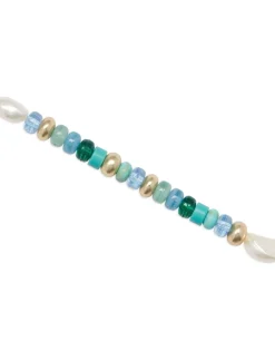 Lucky Brand turquoise and pearl beaded bracelet gold*WOMEN Jewelry