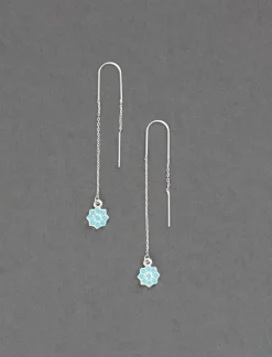 Lucky Brand turquoise flower threader earring gold*WOMEN Jewelry