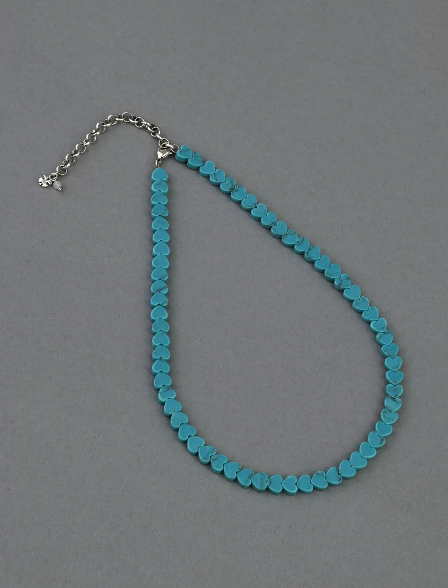 Lucky Brand turquoise heart beaded collar necklace silver*WOMEN Jewelry