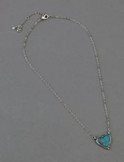 Lucky Brand turquoise heart pendant silver*WOMEN Jewelry