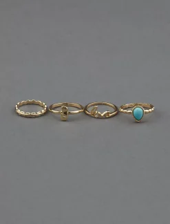 Lucky Brand turquoise love ring stack gold*WOMEN Jewelry