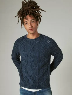 Lucky Brand tweed crew neck sweater navy tweed*MEN Sweaters