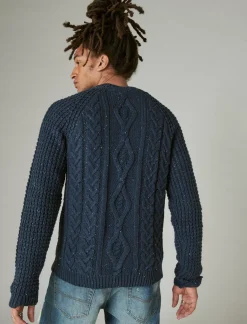 Lucky Brand tweed crew neck sweater navy tweed*MEN Sweaters