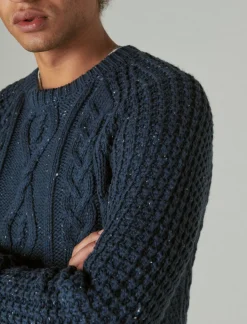 Lucky Brand tweed crew neck sweater navy tweed*MEN Sweaters