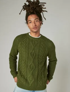 Lucky Brand tweed crew neck sweater olive tweed*MEN Sweaters