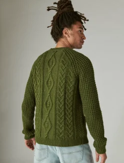 Lucky Brand tweed crew neck sweater olive tweed*MEN Sweaters