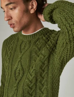 Lucky Brand tweed crew neck sweater olive tweed*MEN Sweaters