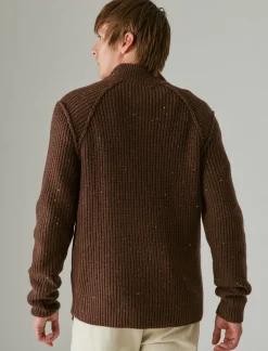 Lucky Brand tweed mock zip deep mahogany*MEN Sweaters