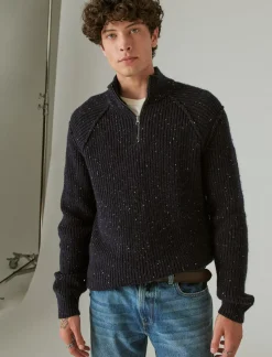 Lucky Brand tweed mock zip cadet navy*MEN Sweaters