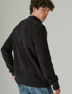 Lucky Brand tweed mock zip cadet navy*MEN Sweaters
