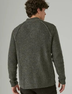 Lucky Brand tweed mock zip charcoal heather gre*MEN Sweaters