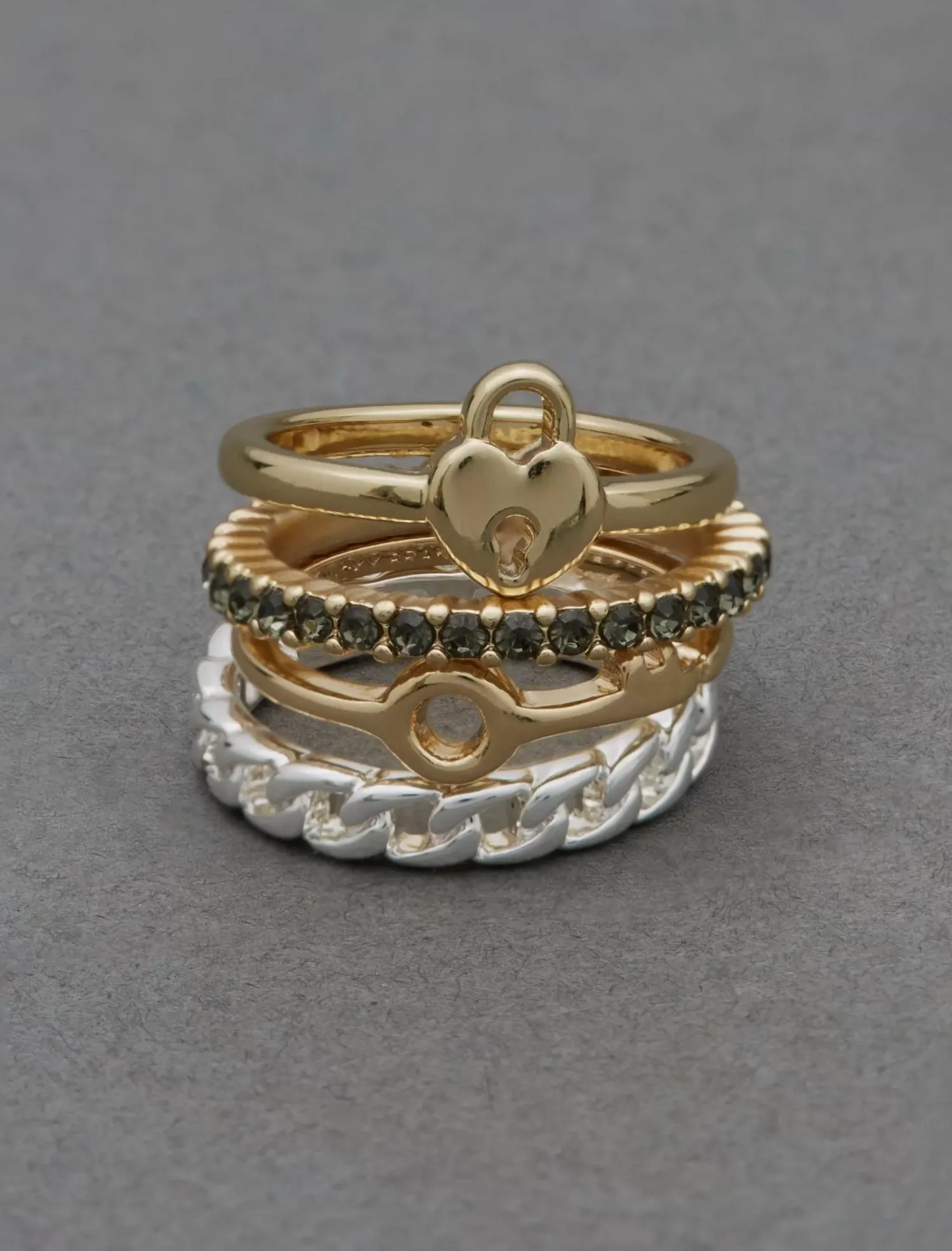 Lucky Brand lock ring stack two tone*WOMEN Jewelry
