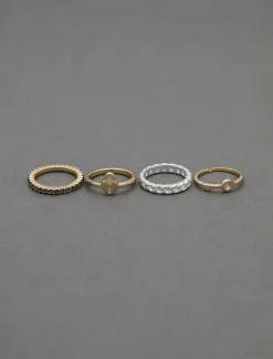 Lucky Brand lock ring stack two tone*WOMEN Jewelry