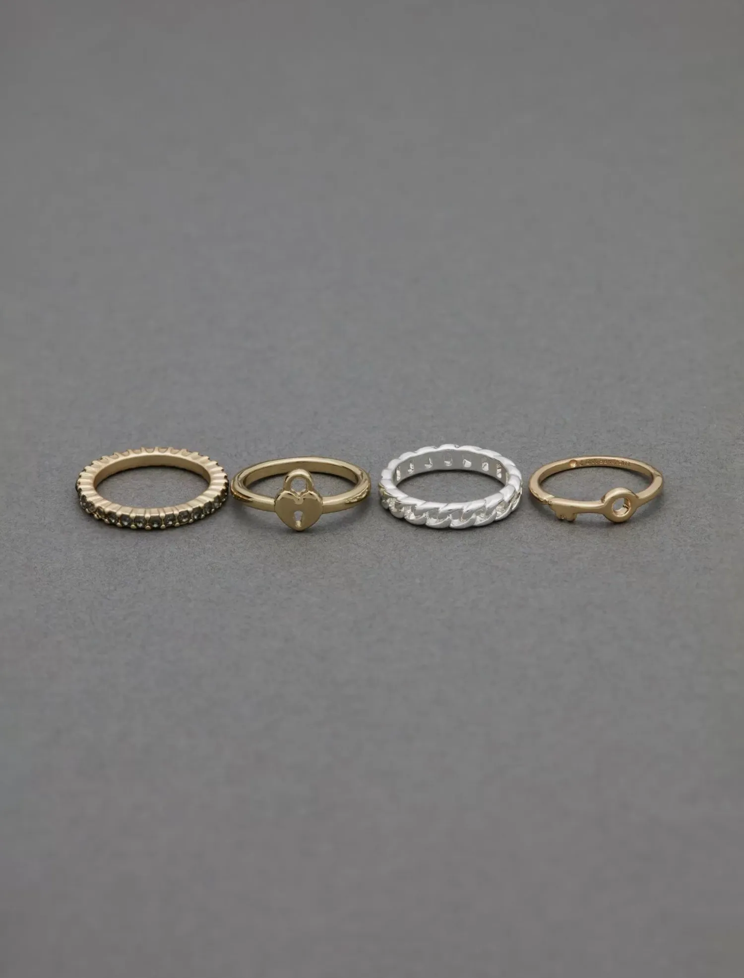 Lucky Brand lock ring stack two tone*WOMEN Jewelry