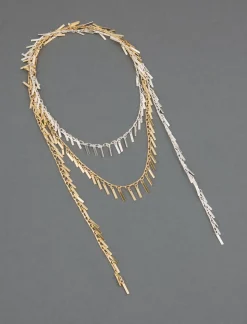 Lucky Brand metal fringe wrap around choker two tone*WOMEN Jewelry