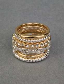 Lucky Brand pave ring stack two tone*WOMEN Jewelry