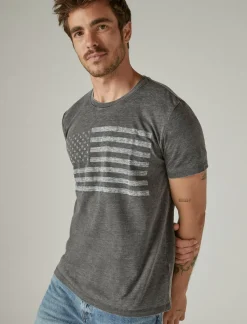 Lucky Brand usa flag tee jet black*MEN Graphic Tees