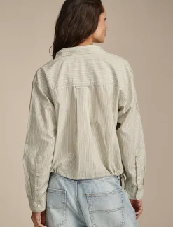 Lucky Brand utility shirt green stripe*WOMEN Blouses