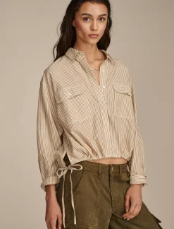 Lucky Brand utility shirt brown stripes*WOMEN Blouses