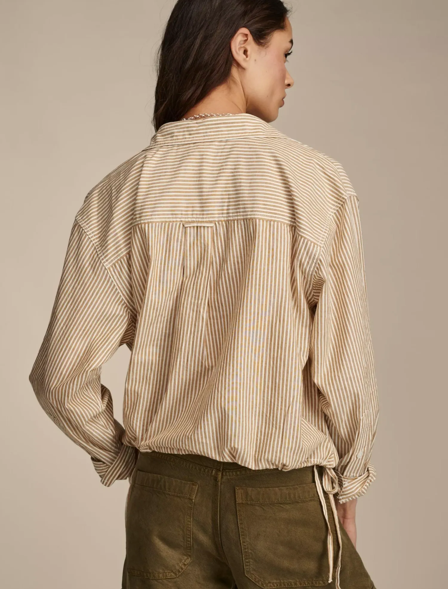 Lucky Brand utility shirt brown stripes*WOMEN Blouses