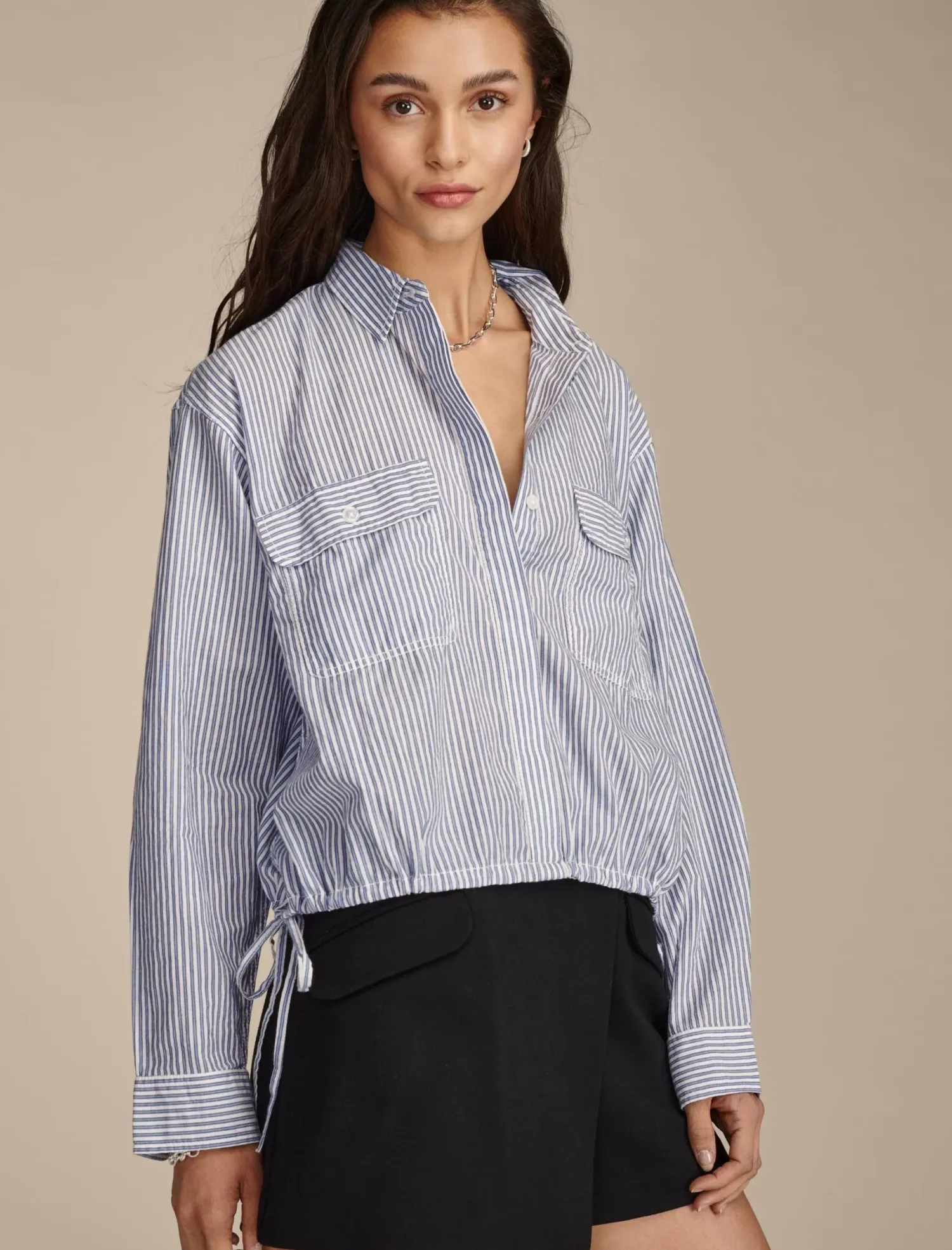 Lucky Brand utility shirt blue stripe*WOMEN Blouses