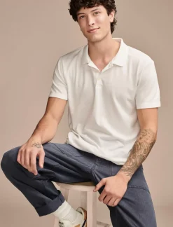 Lucky Brand venice burnout flat knit polo bright white*MEN Shirts & Tops