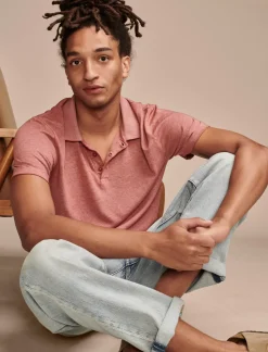 Lucky Brand venice burnout flat knit polo brick red*MEN Shirts & Tops