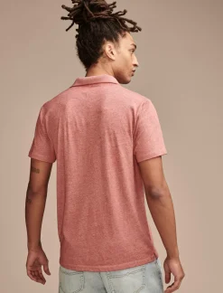 Lucky Brand venice burnout flat knit polo brick red*MEN Shirts & Tops