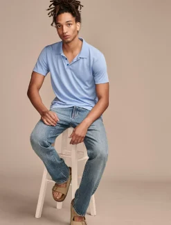 Lucky Brand venice burnout flat knit polo #40101 blue jewel*MEN Shirts & Tops