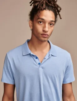 Lucky Brand venice burnout flat knit polo #40101 blue jewel*MEN Shirts & Tops